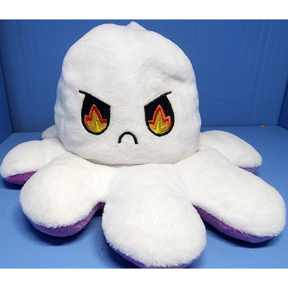 Tea Turtle Reversible Octopus White Fire Eyes & Purple Angry Face Mood Toy 6"